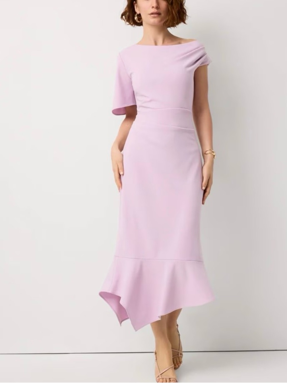 White House Black Market Lilac Asymmetrical Hem Midi Dress Sz s